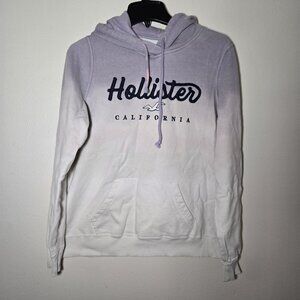 Hollister Logo Women's L Hoodie - White & Purple Tie Dye Sweatshirt - READ